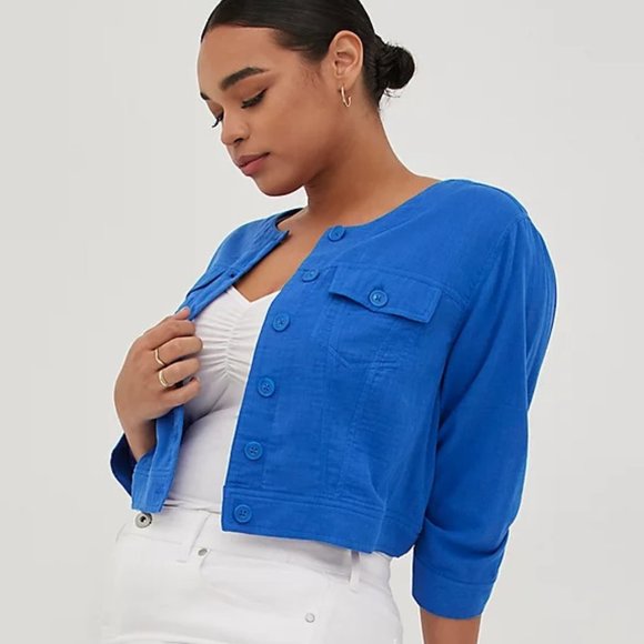 torrid Jackets & Blazers - TORRID Collarless Cropped Jacket SIZE 4